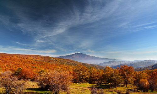 The Etna volcano seen from the Nebrodi mountains, Sicily