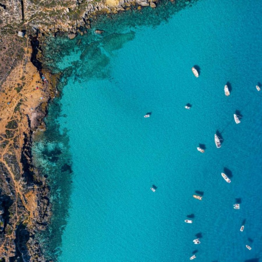 Aerial view of the Egadi islands in Sicily