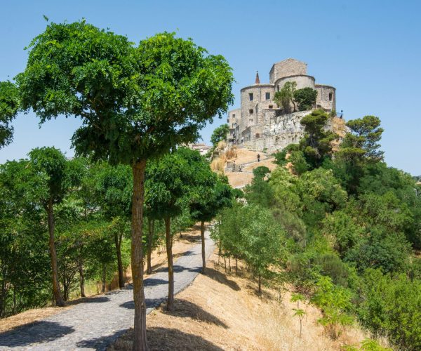 View of the church of S. Maria di Loreto in Petralia Soprana, Palermo, Sicily, Italy. Petralia Soprana in the Madonie Mountains, elected best village in Italy 2018