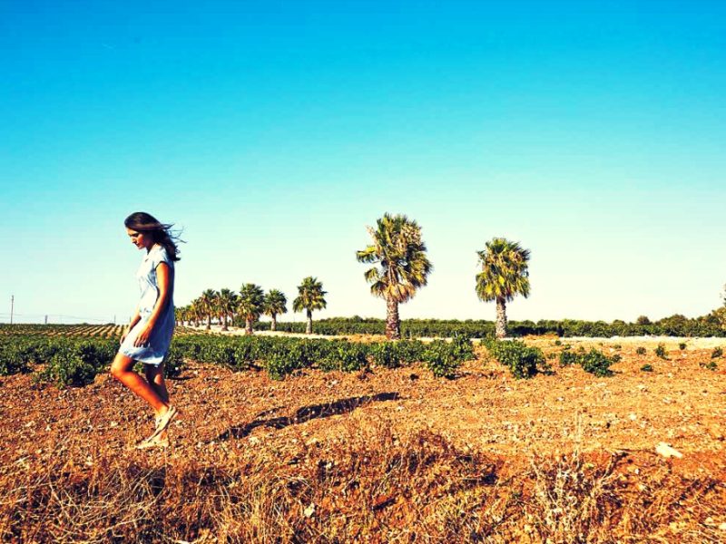 Girl in a Marsala vineyard