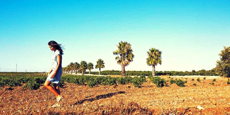 Girl in a Marsala vineyard